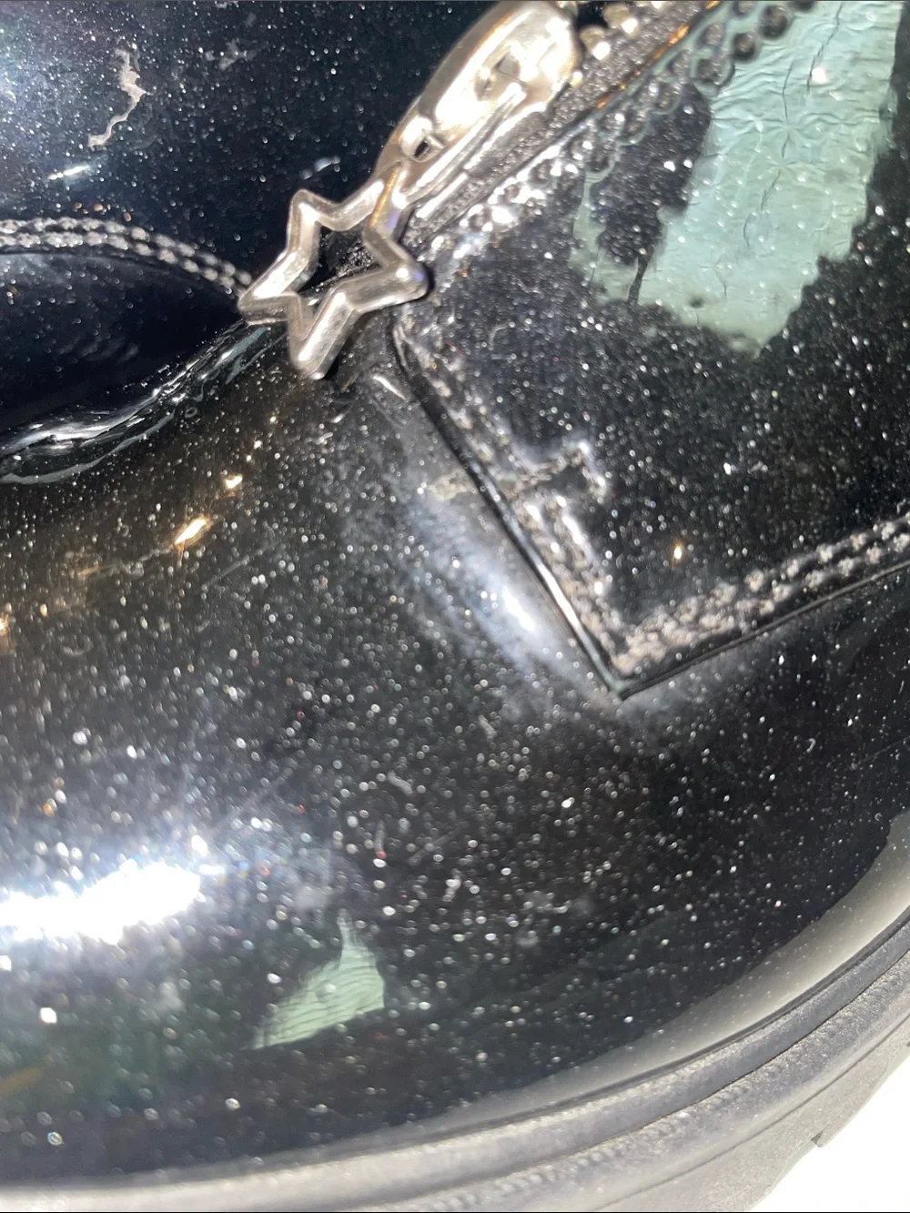 art class Black Patent Star-Zip Platform Boots - Kids